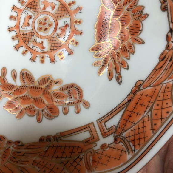 Octangonal Pedestal Bowl Orange Black Gold Made in Japan Hand Painted Andrea - Picture 10 of 10